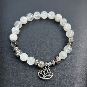 Selenite Stone Beaded Stretch Bracelet